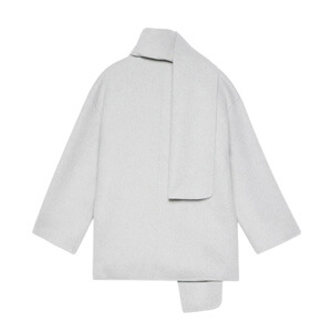Mint Velvet Light Grey Wool Blend Hand Finished Scarf Detail Coat